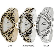 Geneva Platinum Triangular Face Fashion Watch (Silver/Gold)