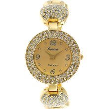 Geneva Platinum Women's Rhinestone-accented Link Watch (Gunmetal)