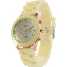 Geneva Silicone Crystal Quartz Ladies Women Men Jelly Wrist Watch Versicolor