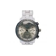 Geneva White Boyfriend Style Ladies Rhinestones Fashion Designer Watch