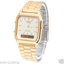 Genuine Casio Watch Dual Time Gold Aq-230ga-9d