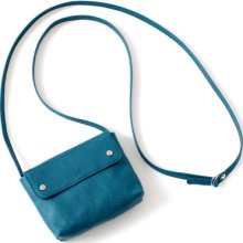 Genuine Leather Mini Crossbody Purse in Blue Coral, adjustable strap, leather handbag, metallic brown purse, H9x W12x D2 cm
