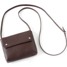 Genuine Leather Small Crossbody Purse in Mahagoni Brown, adjustable strap, H12xW15xD3 cm , handbag, leather clutch