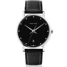 Georg Jensen Watch 421 With Black Dial And Date - Koppel Slim