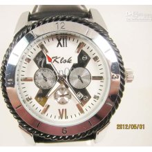 Gift Mens Luxury Watch White Dial Leather Quartz Men Antique Watches