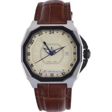 Gio Monaco Men's 722-A Medusa Octagon Beige Dial Alligator Leathe ...