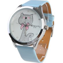 Girl Women Watch Azure Watchband White Dial Plate 214