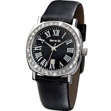 Glamour Time Ladies Watch Gt200st1-1-Ro With Black Dial And Black Leather Strap