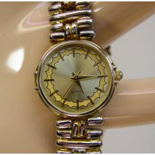 Gold & Silver Tone Bar Bracelet style Band Watch with optical face Quartz