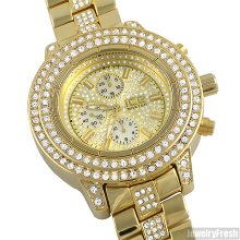 Gold Heavy Full Metal Iced Out Pilot Watch
