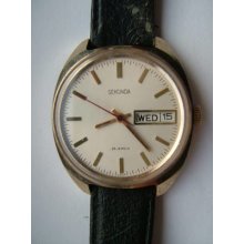 Good Vintage Sekonda 26 Jewel Day & Date Gentleman's Stainless Steel Wristwatch