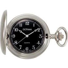 Gotham Men's Silver-tone Satin Finish Covered Quartz Pocket Watch Gwc14147sb