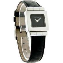 Gucci 600 Series Ladies Black Dial Leather Strap Swiss Quartz Watch