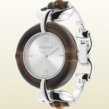 Gucci bamboo collection watch with silver dial