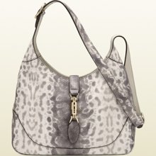 Gucci jackie grey animalier karung printed leather shoulder bag