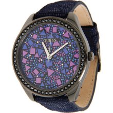 Guess Embossed Shapes Watch In Blue Multi