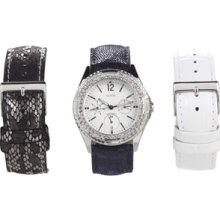 Guess Interchangeable Leather Strap Set Ladies Watch U0086l1