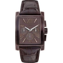 Guess Men Brown Leather Strap Brown Dial Watch U0010g3