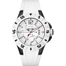 Guess Men's & Women's Stainless Steel Case White Silicone Watch W0034g5