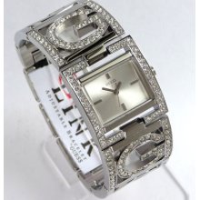 Guess Silver Dial Crystals Ladies Watch Case 25mm (special Offer)