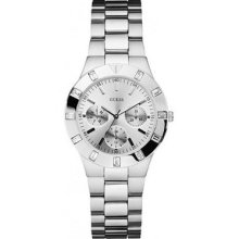 Guess U10075l1 Women's Crystal Stainless Steel Band Silver Dial Watch