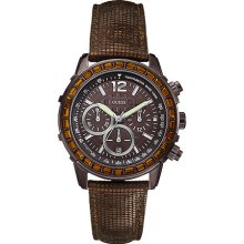 Guess Watch Ladies Silver Lady B Sport Chrono Bronze Leather W0017l4 Gift
