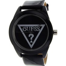 Guess Watches Women's Black Dial Black Leather Black Leather/Black Di