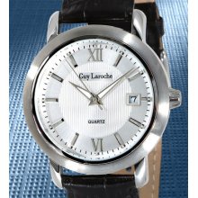 Guy Laroche Dignite Swiss Mens Watch - Silver, White GuillochÃ© Face-msrp $1,990