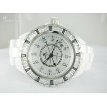 Haorui Big Diamond Bezel Dive Quartz Ladies Watch White Fully Real C