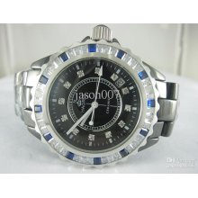 Haorui Diamond Bezel Black Dive Quartz Ladies Watch White Fully Real