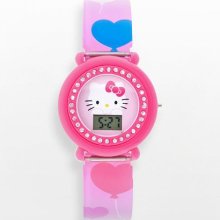 Hello Kitty Pink Simulated Crystal Heart Balloon Digital Watch - Kids