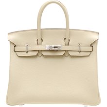 Hermes Birkin Bag 25 Parchemin/Parchment Beige Togo Leather Silver Hardware