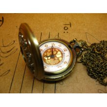 high-end vintage Gold leaf Pocket Watch Necklace Vintage Jewelry hb45