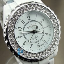 Hours Clock Dial Hand Water Ladies Crystal Steel Men Women Wrist Watch Hw117