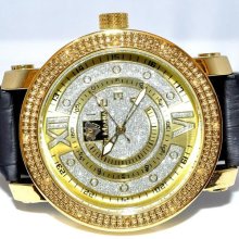 Ice Mania Real Diamond Watch Mens 0.12ct Extra Bands Gold Tone Silver Dial Rodeo