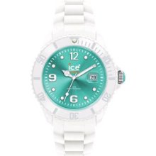 Ice-Watch Mens Ice-White Plastic Watch - White Rubber Strap - Blue Dial - SI.WT.B.S.10