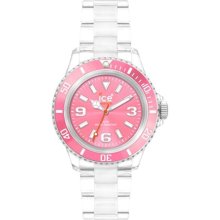 Ice-Watch Womens Classic Plastic Watch - Clear Bracelet - Pink Dial - CL.PK.S.P.09