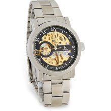 IK Coulouring 98251G Round Steel Automatic Functional Men's Watch (Black)