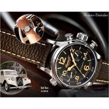 Ingersoll Gents Automatic Black Dial Brown Leather Strap Watch In1809bk