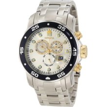 Invicta 10373 Men's Pro Diver Silver Dial Two Tone Gold Plated Chronograph Swiss