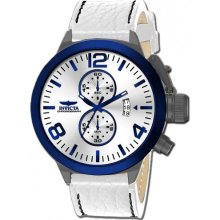 Invicta 80008 Men $695 Corduba Silver Blue Dial Chrono White Polyurethane Watch