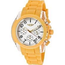 Invicta Men's Chronograph White Dial Light Orange Polyurethane