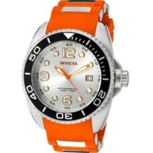 Invicta Men's Swiss Pro Diver 100m Sport Silver Dial Orange Polyurethane Date Wa