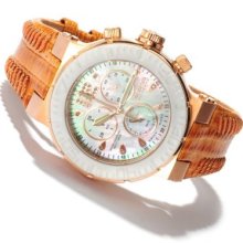 Invicta Reserve Women's Ocean Reef Quartz Chronograph Diamond Accented Leather Strap Watch