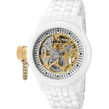 Invicta Womens Russian Diver Mechanical Gold Tone Skeleton Dial Ceramic Watch