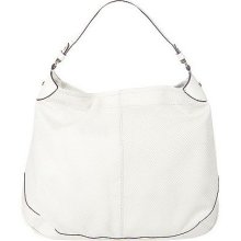 Isaac Mizrahi Live! Matt Suede Snake Embossed Hobo Bag - Antique White - One Size