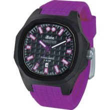 Itime Unisex Quartz Watch With Black Dial Analogue Display And Purple Silicone Strap Ph4300-Phd3
