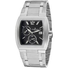 JACQUES LEMANS Watches Men's Black Textured Dial Stainless Steel Stai