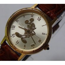 Jaz Mickey Mouse Gold Walt Disney Production Quartz Roman Numerals Watch - Vinyl