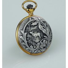 JD Manoir Two-tone White Dial Quartz Wildlife Pocket Watch